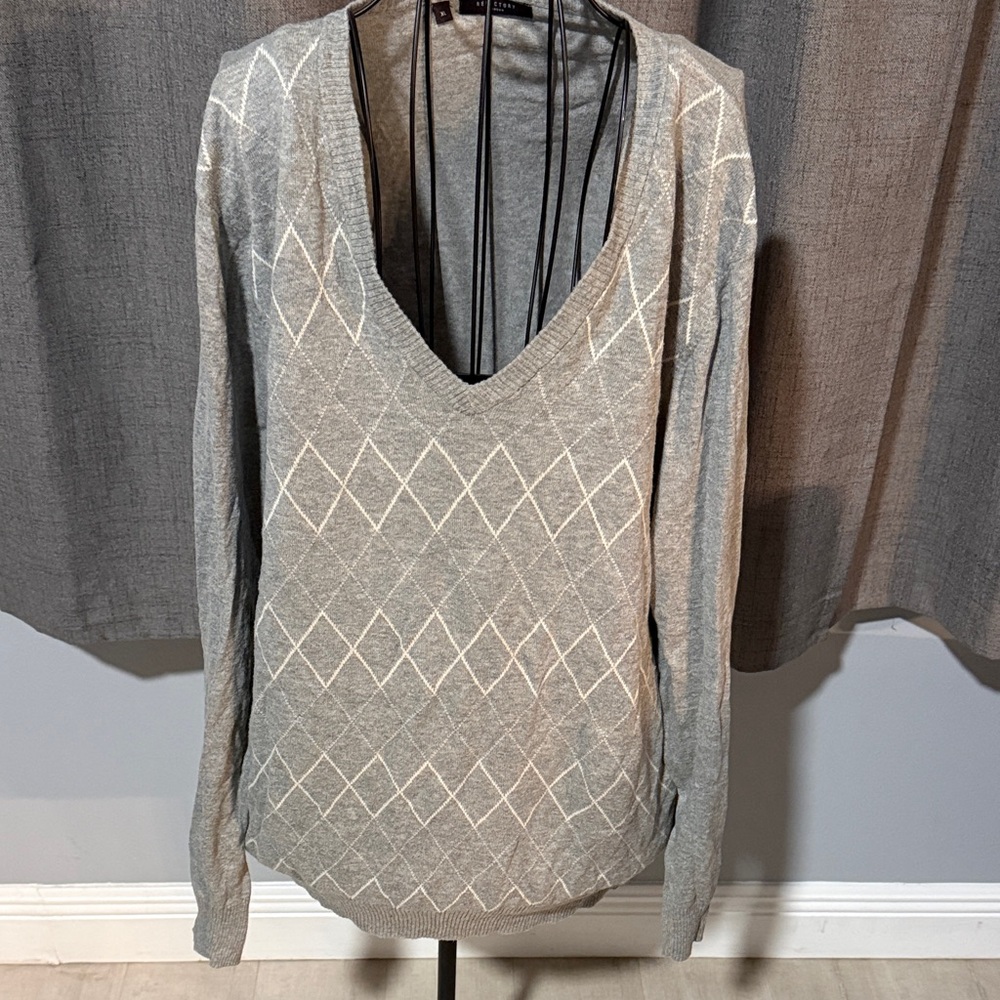 Men's V-Neck Sweater in Gray